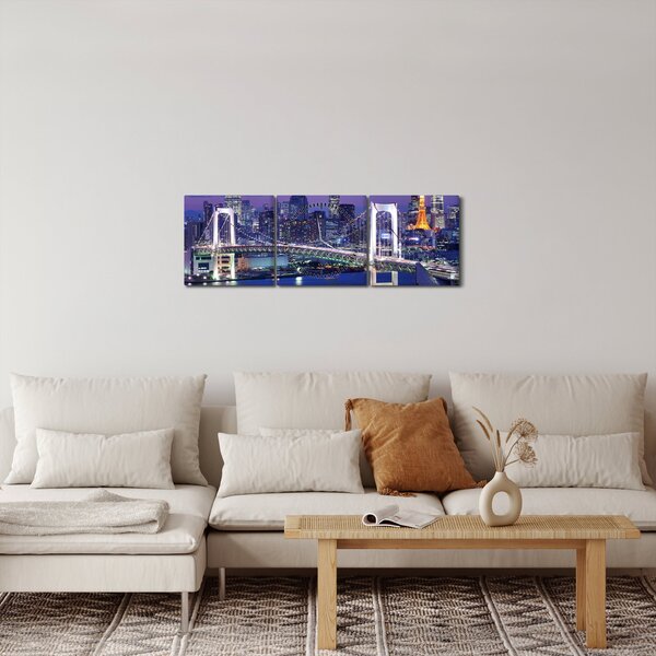 Nagy város képe éjjel (órával) (90x30 cm)