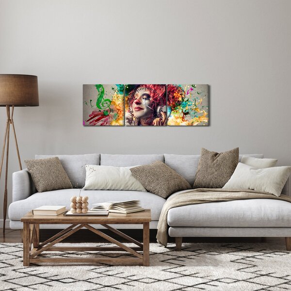Kép - Női művész fejhallgatóval (órával) (90x30 cm)