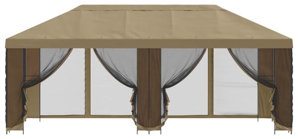Kerti pavilon oldalfalakkal 6 x 3 m Bézs Poliészter és acél