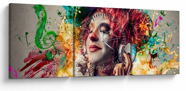 Kép - Női művész fejhallgatóval (órával) (90x30 cm)