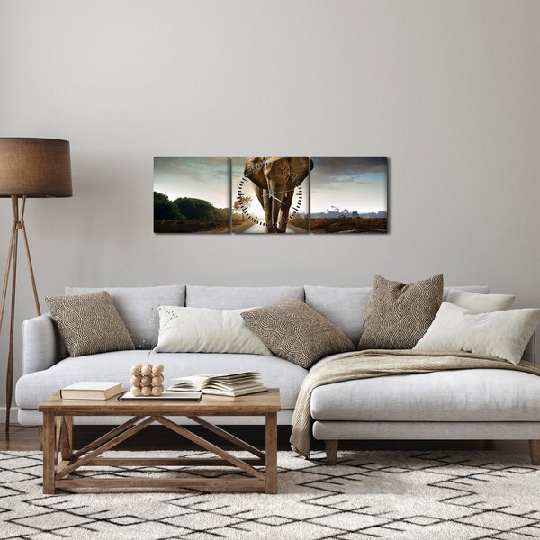 Elefánt képe (órával) (90x30 cm)