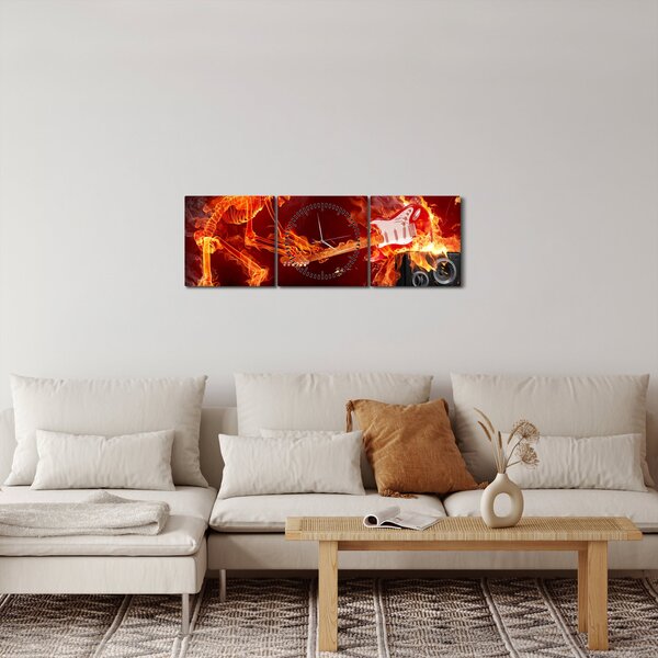 Kép - Zene a lángokban (órával) (90x30 cm)