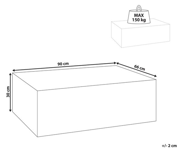 Dohányzóasztal NOBRES 90 cm 66 cm Travertin hatású