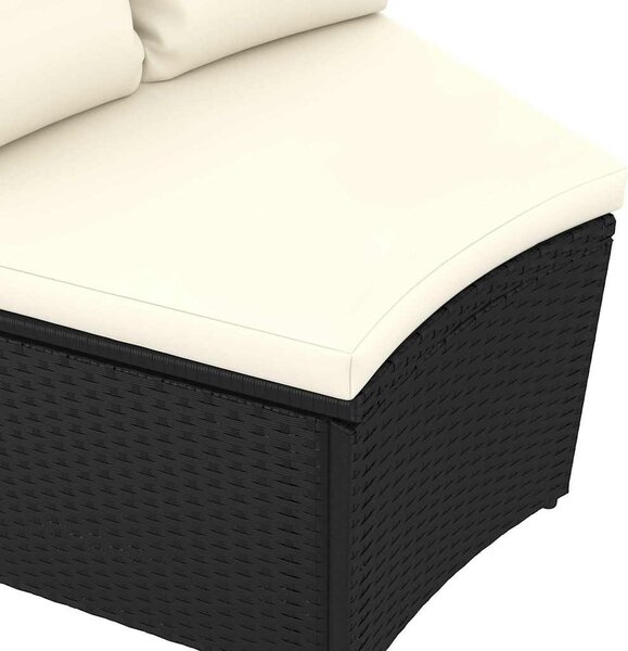 2 részes fekete polyrattan kerti ülőgarnitúra párnákkal