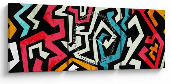 Grafikus absztrakciós kép (órával) (90x30 cm)