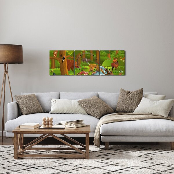 Gyermek kép állatokkal (órával) (90x30 cm)