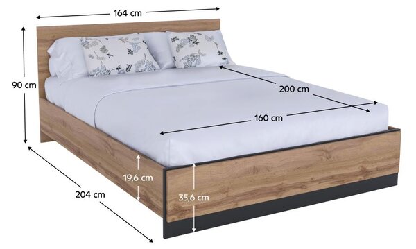 Franciaágy 160 cm Actualmente (wotan tölgy + fekete)