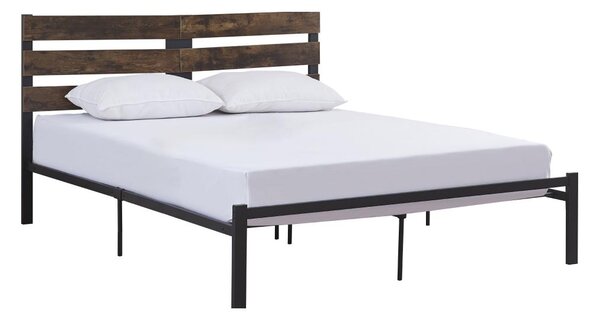 Z0ND0 Franciaágy 160 cm Acabarian (fekete + rusztikus tölgy) (ágyráccsal). 1116232