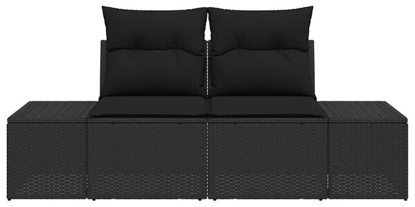 Kerti kanapé párnával Fekete 184 x 62 x 69 cm polirattan