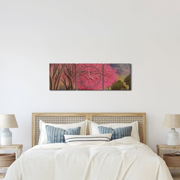 Virágzó fák képe (órával) (90x30 cm)