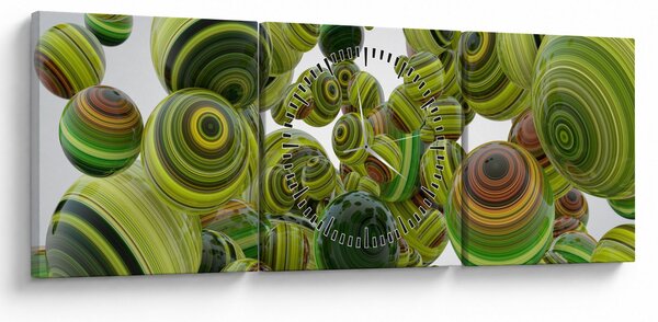 Csíkos gömbök képe (órával) (90x30 cm)