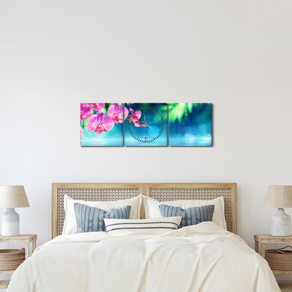 Kép - Orchidea (órával) (90x30 cm)