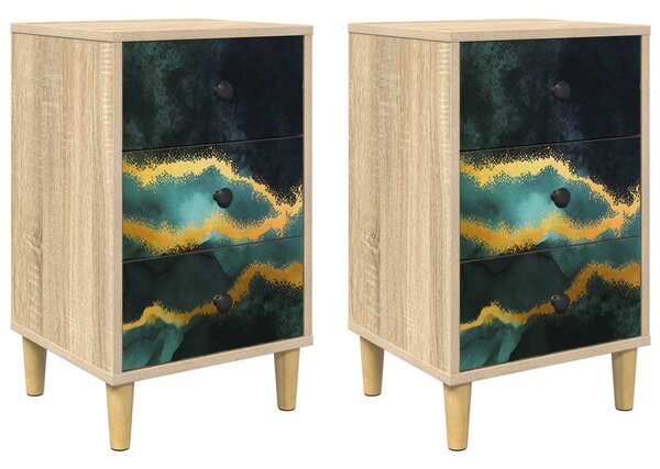Éjjeliszekrény WIJHE 2 db Sonoma Tölgy 36 x 33 x 60 cm