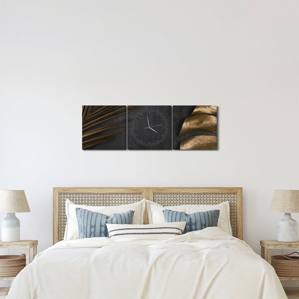 Kép arany levelekkel (órával) (90x30 cm)