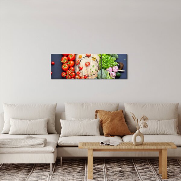 Kép - Zöldséggel teli asztal (órával) (90x30 cm)