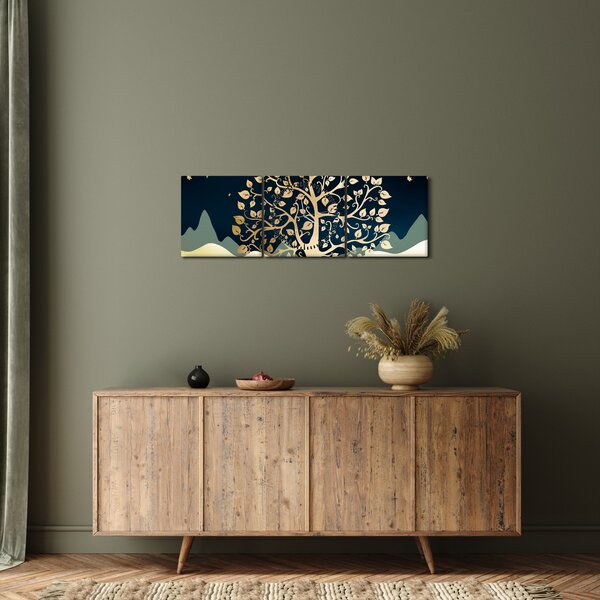 Egy aranyfa képe (órával) (90x30 cm)