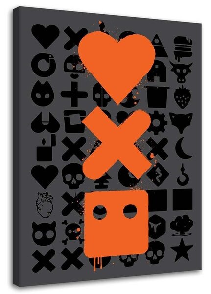Gario Vászonkép Love Death és robotok narancssárga logók - Dr.Monekers Méret: 40 x 60 cm