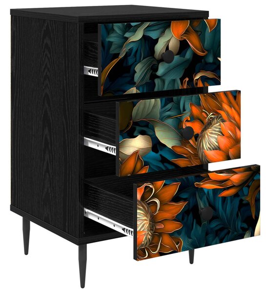 Éjjeliszekrény LOCHEM 2 db Fekete Tölgy 36 x 33 x 61 cm