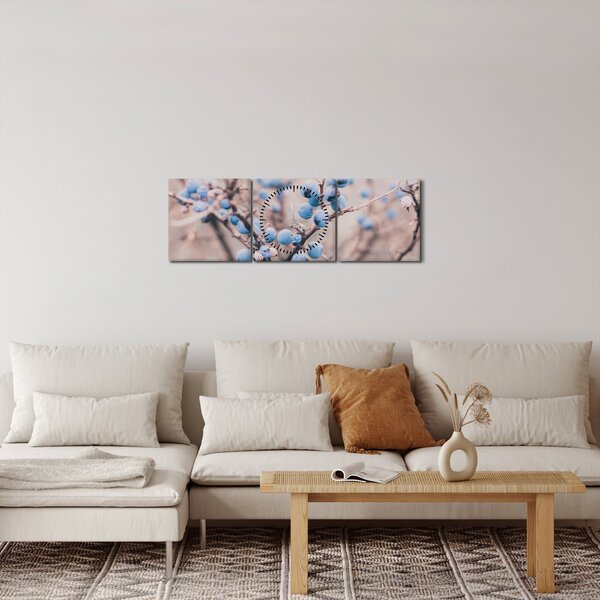 Bogyók egy bokor képe (órával) (90x30 cm)