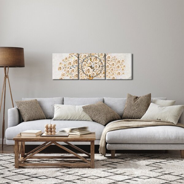 Egy virágfa képe (órával) (90x30 cm)
