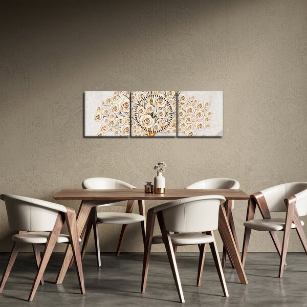 Egy virágfa képe (órával) (90x30 cm)