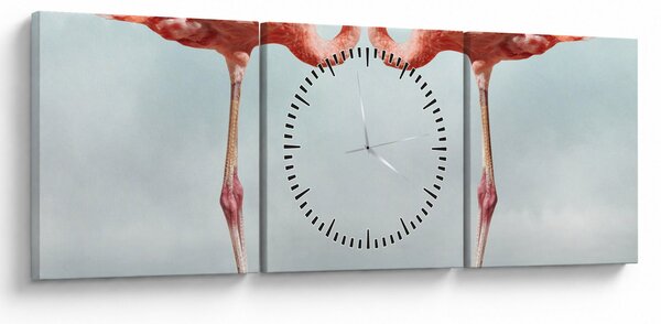 Két flamingó képe (órával) (90x30 cm)
