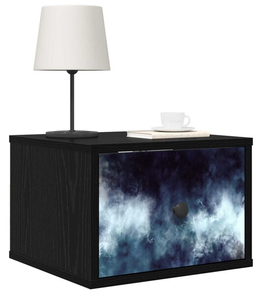 Fali éjjeli szekrény RAALTE 2 db Fekete Tölgy 36 x 33 x 25 cm