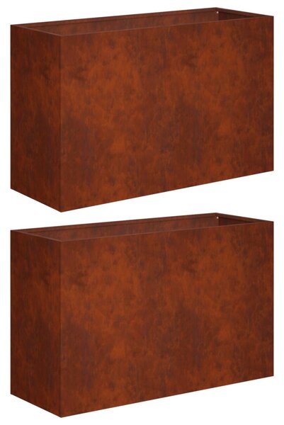 Kerti cserép 2 db Rozsdás 80 x 30 x 40 cm Időjárásálló Acél