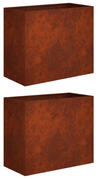 Kerti cserép 2 db Rozsdás 60 x 30 x 40 cm Időjárásálló Acél