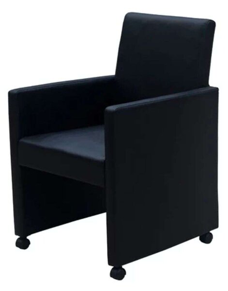 Modern Műbőr Étkezőszék - 2 db - Fekete - Görgős