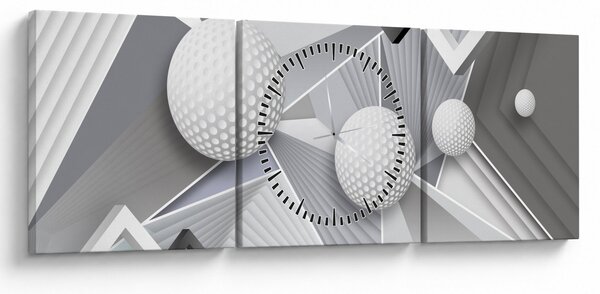 Geometriai absztrakt kép (órával) (90x30 cm)