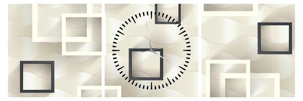 Geometriai absztrakt kép (órával) (90x30 cm)