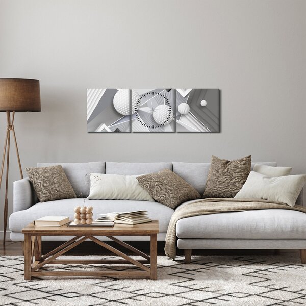 Geometriai absztrakt kép (órával) (90x30 cm)