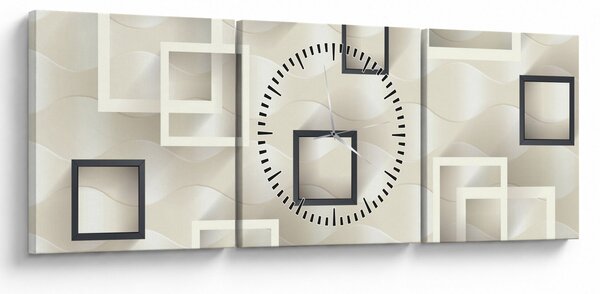 Geometriai absztrakt kép (órával) (90x30 cm)