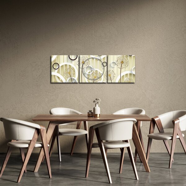 Absztrakt pitypangos kép (órával) (90x30 cm)