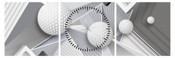 Geometriai absztrakt kép (órával) (90x30 cm)