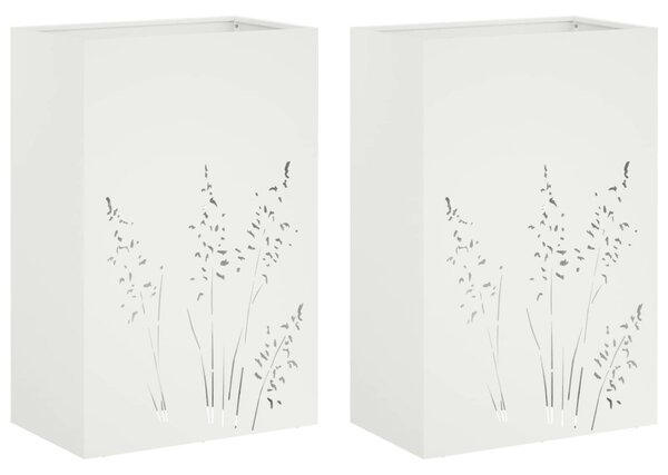 Kerti cserép 2 db Fehér 50 x 30 x 75 cm Hidegen hengerelt acél