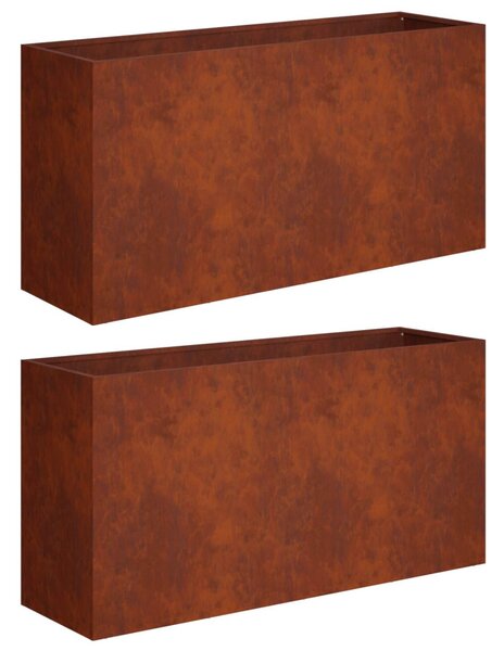 Kerti cserép 2 db Rozsdás 100 x 30 x 40 cm Időjárásálló Acél