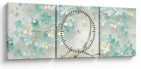 Kép - Arany virágzó fa (órával) (90x30 cm)