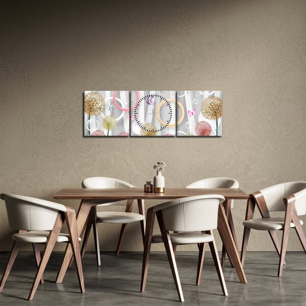Absztrakt pitypangos kép (órával) (90x30 cm)