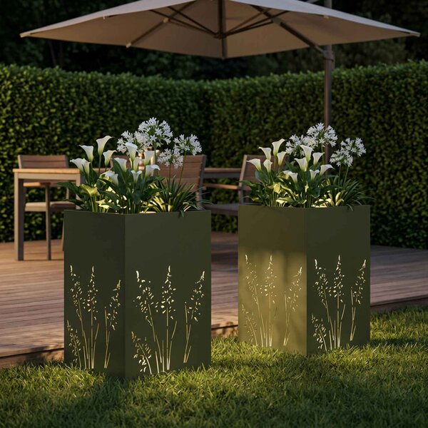 Kerti cserép 2 db Olajzöld 50 x 50 x 75 cm