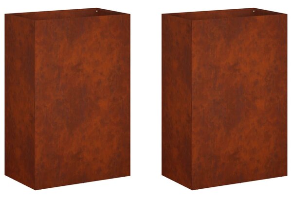 Kerti cserép 2 db Rozsdás 40 x 30 x 75 cm Időjárásálló Acél
