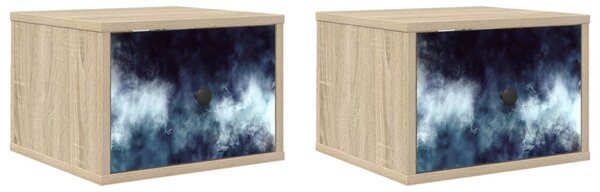Fali éjjeli szekrény RAALTE 2 db Sonoma Tölgy 36 x 33 x 25 cm