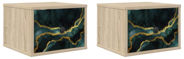 Fali éjjeli szekrény WIJHE 2 db Sonoma Tölgy 36 x 33 x 25 cm
