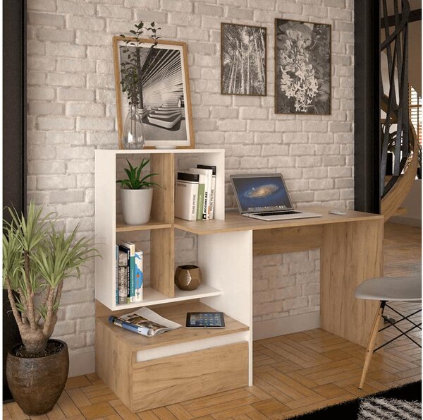 PC asztal Nacio (artisan tölgy + fehér) 