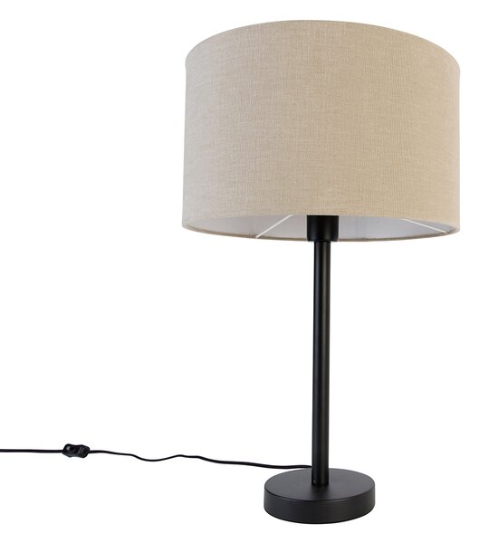 Modern asztali lámpa fekete boucle árnyékolóval világosbarna 35 cm - Simplo