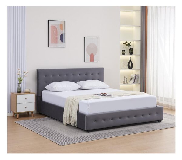 Franciaágy 180 cm Marcaje (szürke) (ágyráccsal) (tárolóhellyel)