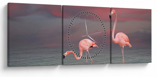 Flamingók képe (órával) (90x30 cm)