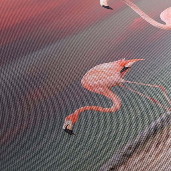Flamingók képe (órával) (90x30 cm)