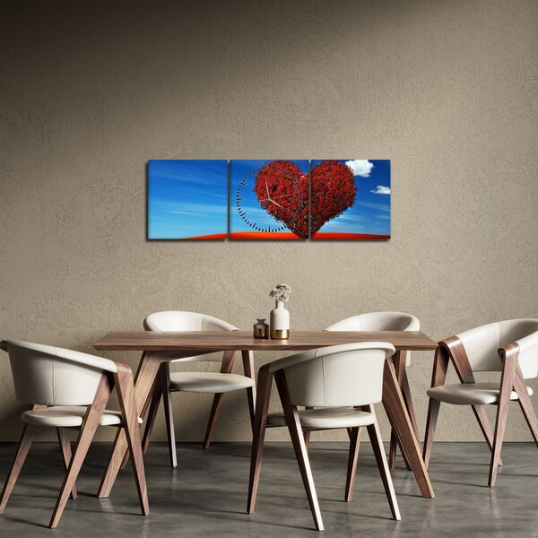 Kép - szív, fából (órával) (90x30 cm)